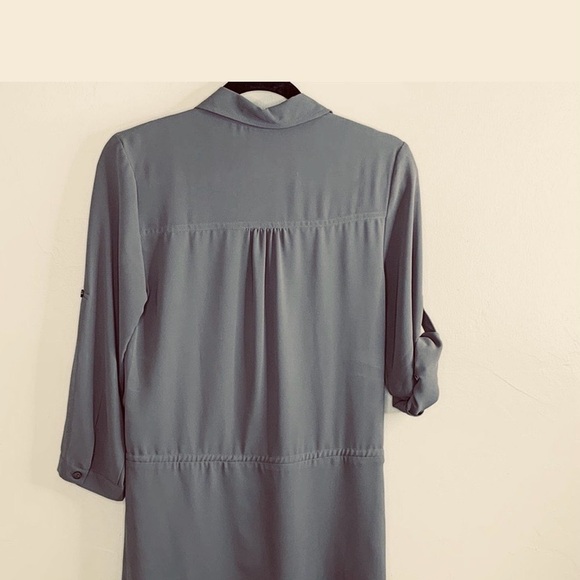 Naked Zebra V-Neck Shift Dress/Shirt in Slate Gray - Picture 2 of 6